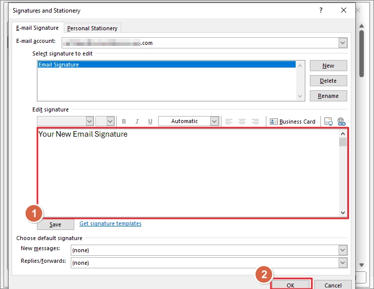 create the email signature