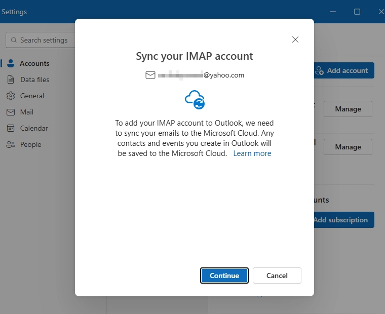 complete account setup to configure Yahoo Mail