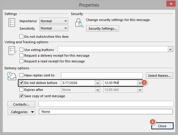 select Do not deliver before 