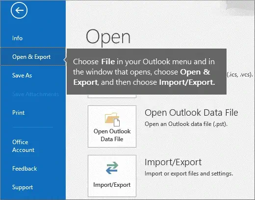 Choose file menu and click Import/Export option