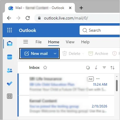 click on New Mail