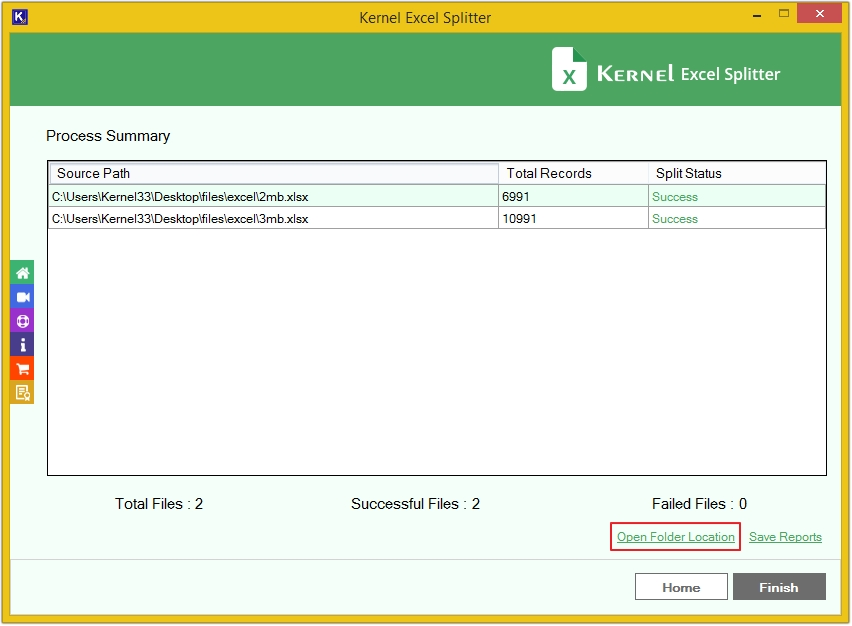 click open folder location