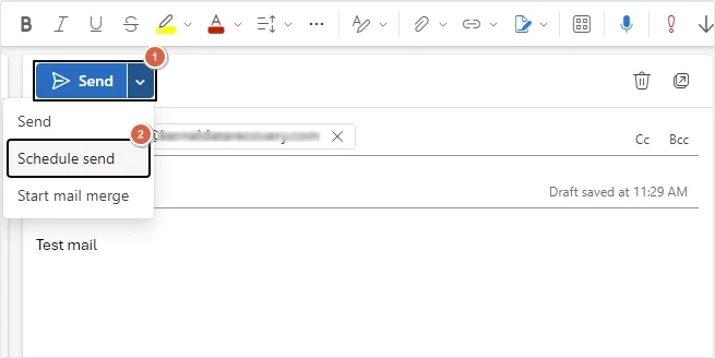 Click on Send then Schedule send