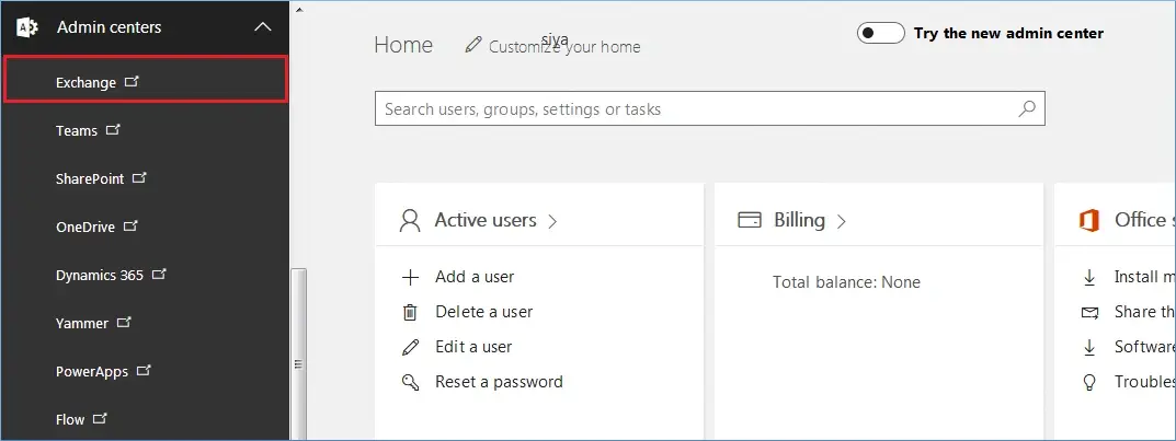 Select option of Exchange