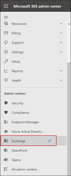 Go to Exchange Admin Center