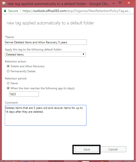 Click Save to create this tag