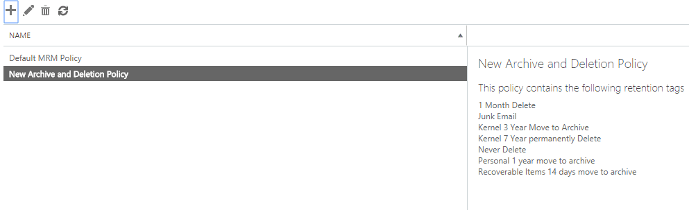 Select your created retention policy and click Save