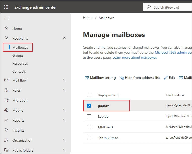 Choose a mailbox in which you want to enable Archive mailbox