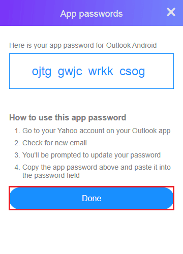 Copy the password