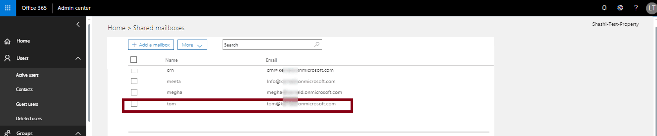 View the shared mailbox