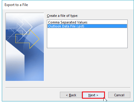 Select pst file