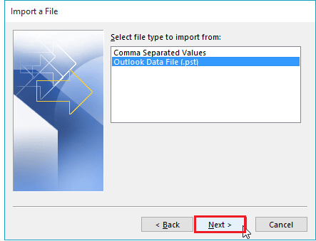 select pst file