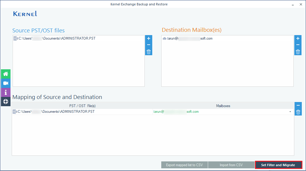 Set Filter and Migrate