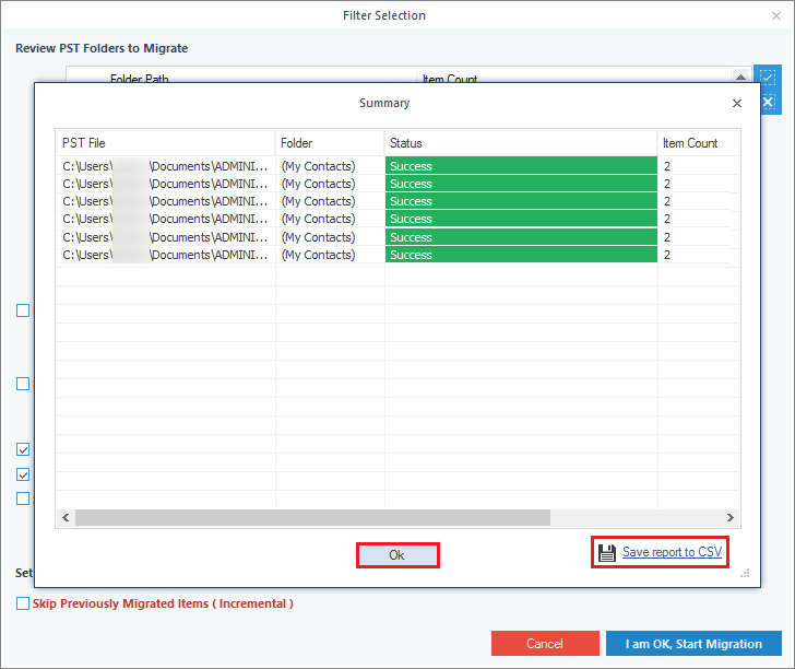 save the report to a CSV file