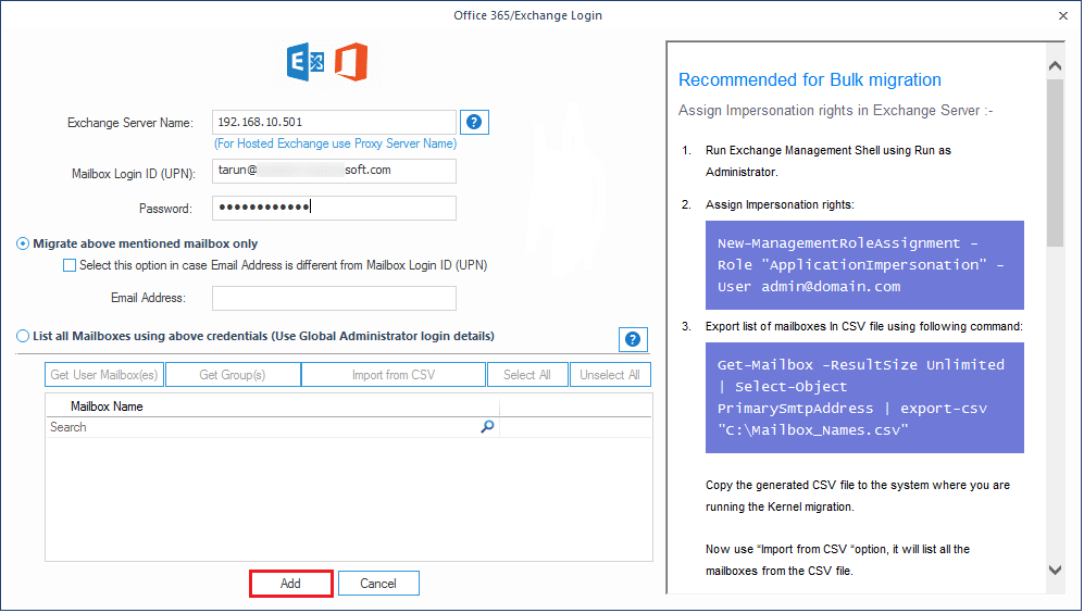 Exchange credentials