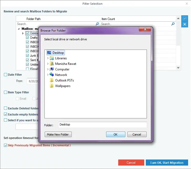 Provide a destination to the file