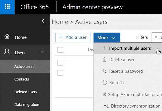 Select Import Multiple Users option