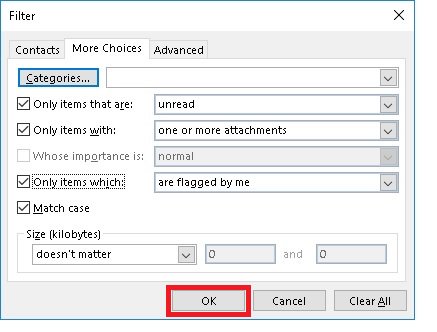 Select the desired criteria from the filter