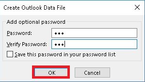 Click OK once you set the password