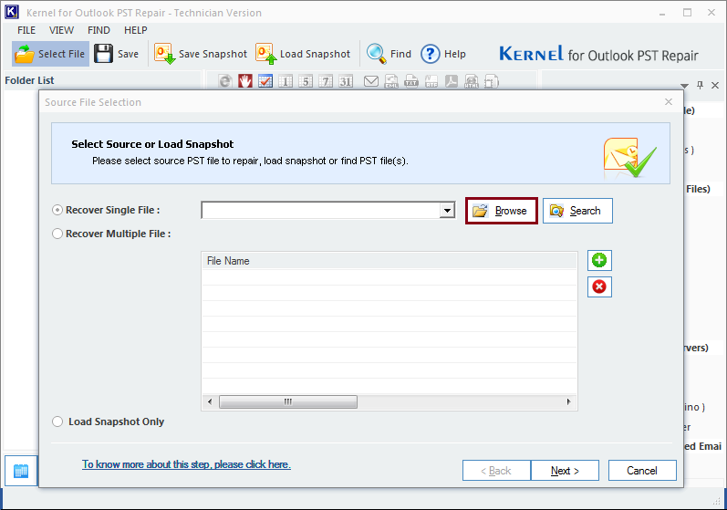 Launch Kernel for Outlook PST Repair
