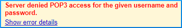 Server denied the POP3 access error