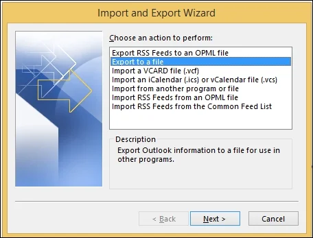 click Export to a file