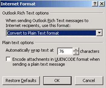 Message format settings