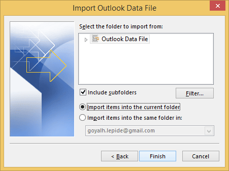 Select the folder you want to import