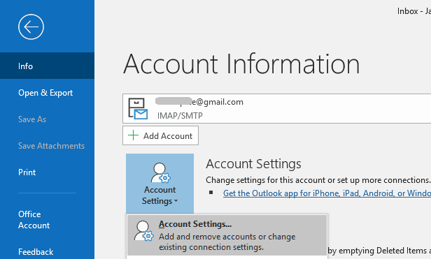 name display outlook change email account select which