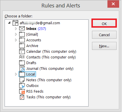 choose the folder where you want to move the message