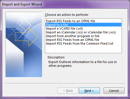 Select Export to a File