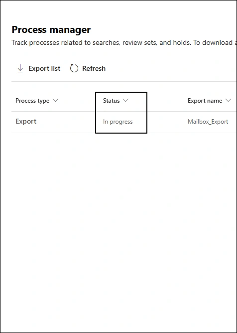 export in progress