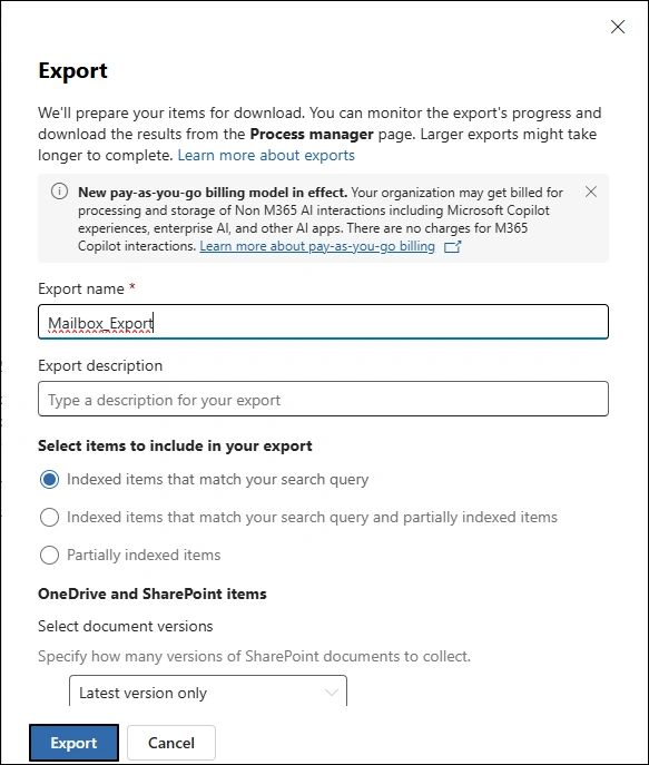 provide name for the export