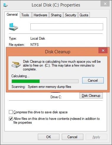 calculate the space freed by Disk Cleanup