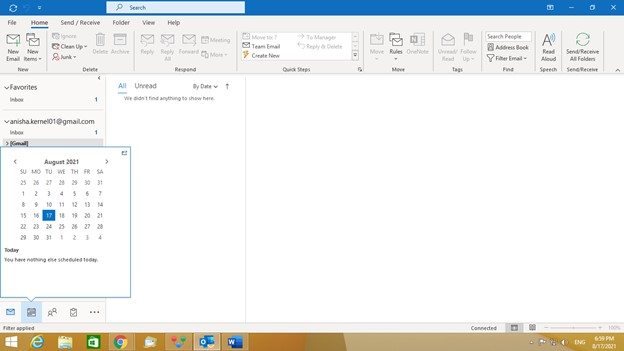 Calendar view in Outlook