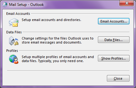 Open Mail Setup Window