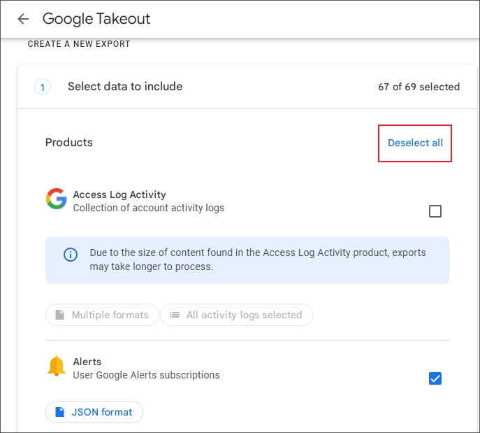 Click deselect all
