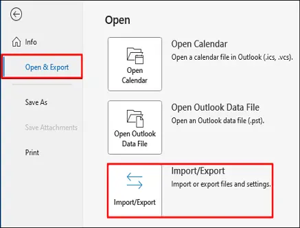 select Import/Export option