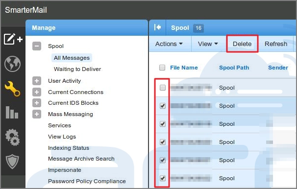 Click on delete to clear Spool message