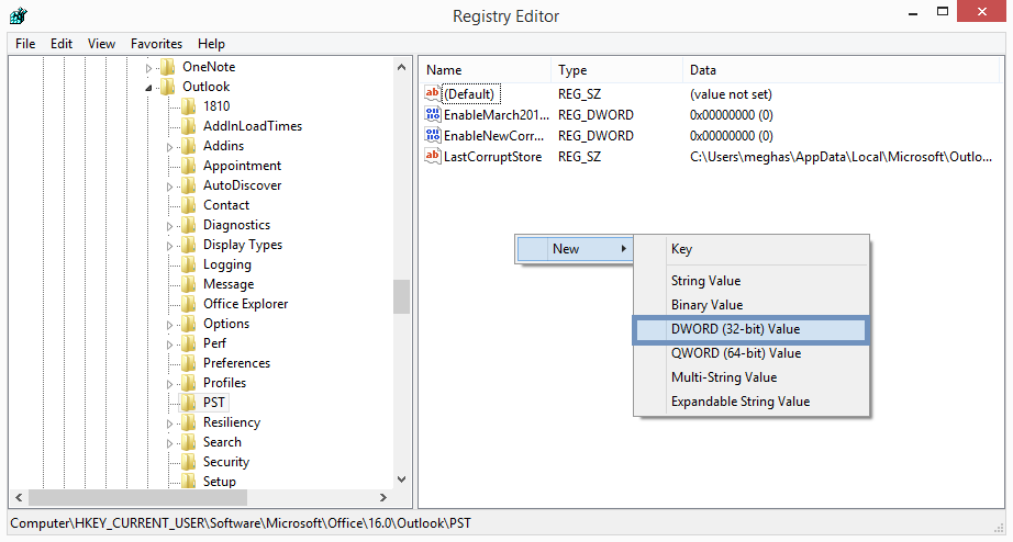 Creating DWORD Values