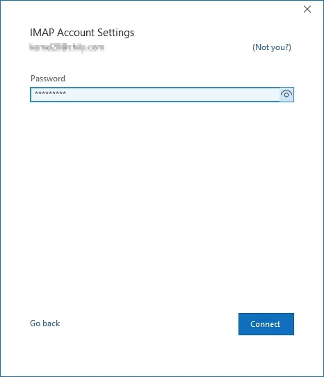enter the IMAP account password