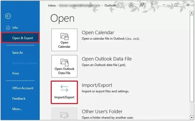 click Import and Export