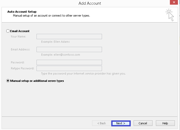 select Manual setup