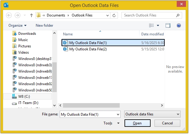 add pst file in Outlook