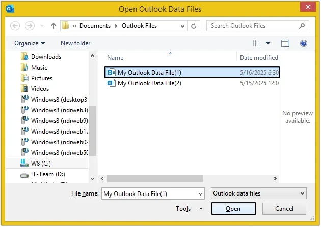 add pst file in Outlook