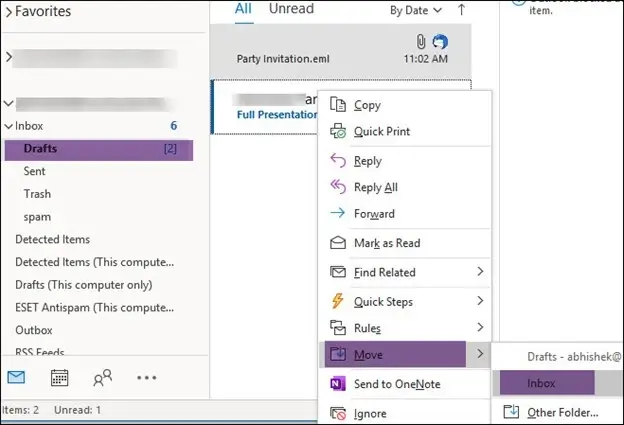 select the Move to Inbox