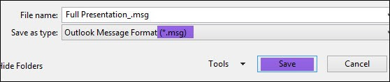 save the file in MSG format