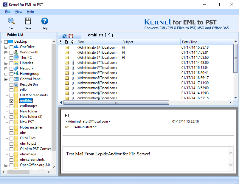 Select EML file