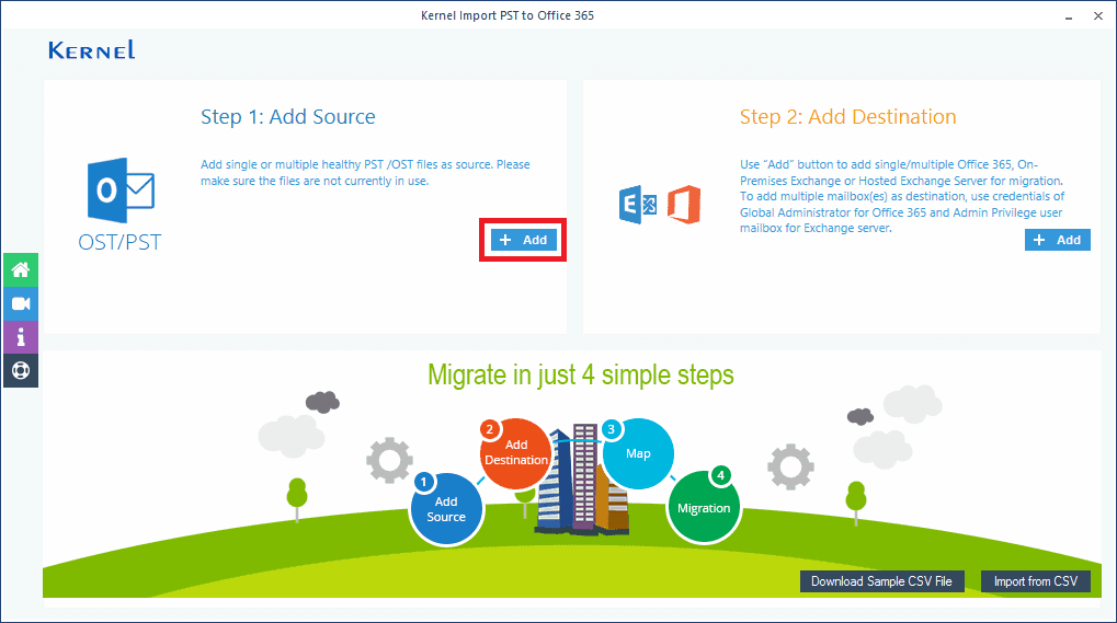 Launch Kernel Import PST to Office 365