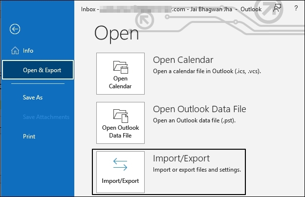 navigate to Import/Export